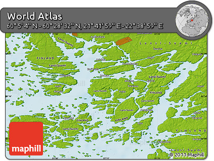 Physical Map of the Area around 60° 16' 48" N, 22° 10' 29" E