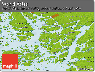 Physical Map of the Area around 60° 16' 48" N, 22° 10' 29" E
