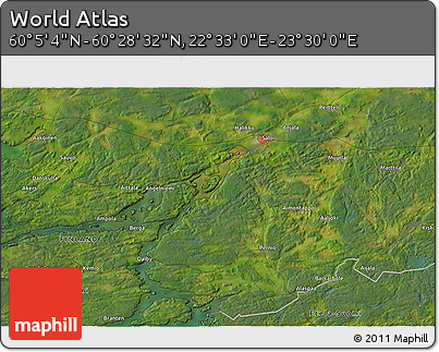Satellite 3D Map of the Area around 60° 16' 48" N, 23° 1' 29" E
