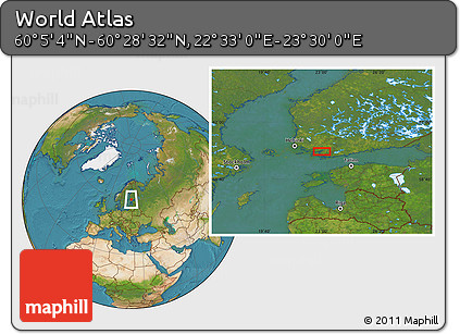 Satellite Location Map of the Area around 60° 16' 48" N, 23° 1' 29" E