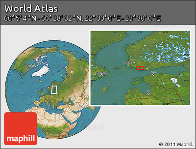 Satellite Location Map of the Area around 60° 16' 48" N, 23° 1' 29" E