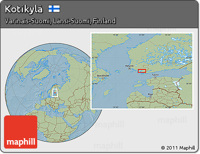 Savanna Style Location Map of Kotikylä, hill shading