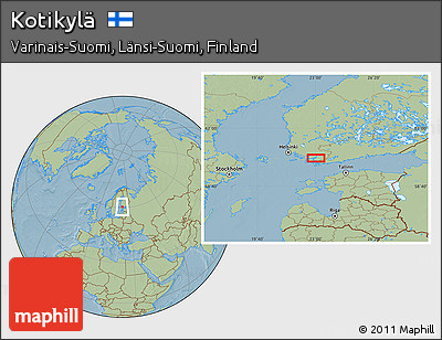 Savanna Style Location Map of Kotikylä, hill shading