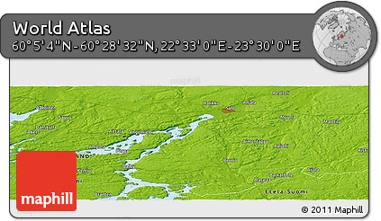 Physical Panoramic Map of the Area around 60° 16' 48" N, 23° 1' 29" E