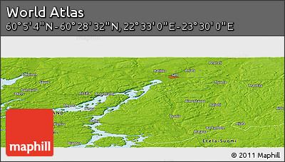 Physical Panoramic Map of the Area around 60° 16' 48" N, 23° 1' 29" E