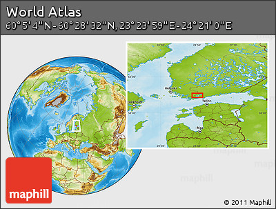 Physical Location Map of the Area around 60° 16' 48" N, 23° 52' 30" E
