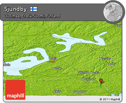 Physical Panoramic Map of Sjundby