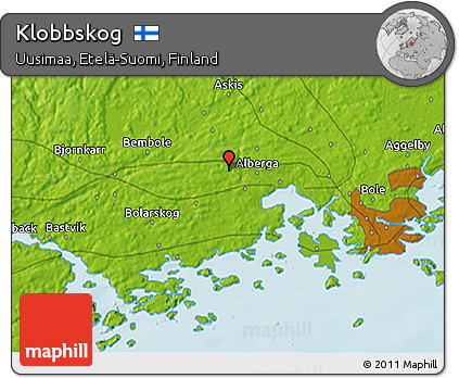 Physical 3D Map of Klobbskog