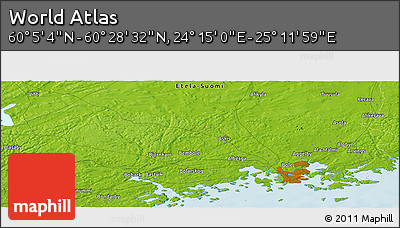 Physical Panoramic Map of the Area around 60° 16' 48" N, 24° 43' 30" E