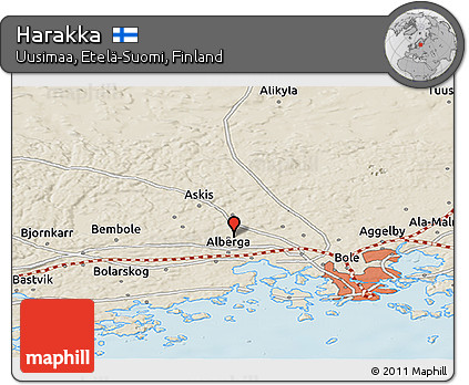 Shaded Relief Panoramic Map of Harakka