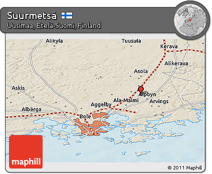 Shaded Relief Panoramic Map of Suurmetsä