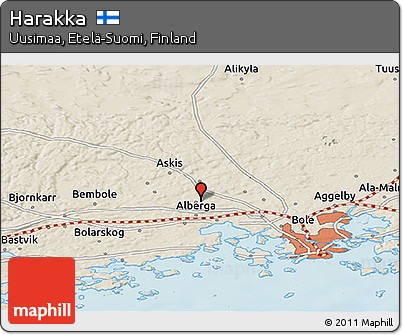 Shaded Relief Panoramic Map of Harakka