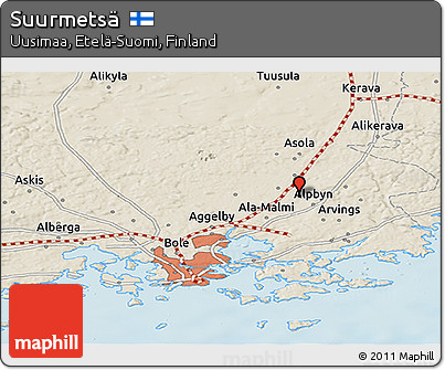 Shaded Relief Panoramic Map of Suurmetsä