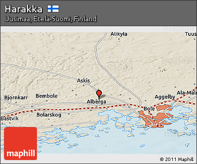 Shaded Relief Panoramic Map of Harakka