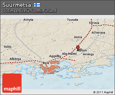 Shaded Relief Panoramic Map of Suurmetsä