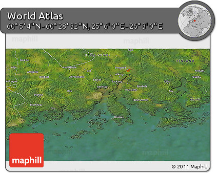 Satellite 3D Map of the Area around 60° 16' 48" N, 25° 34' 30" E