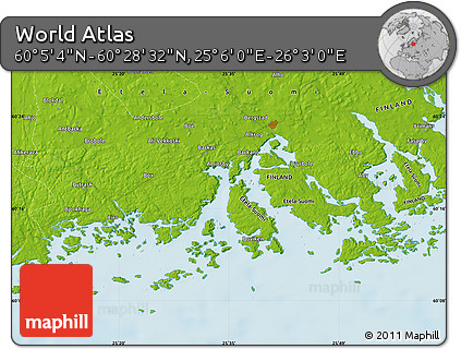 Physical Map of the Area around 60° 16' 48" N, 25° 34' 30" E