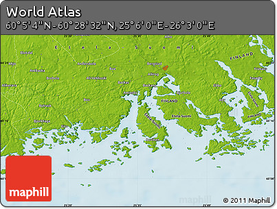 Physical Map of the Area around 60° 16' 48" N, 25° 34' 30" E