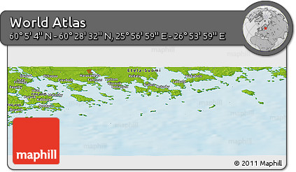 Physical Panoramic Map of the Area around 60° 16' 48" N, 26° 25' 29" E