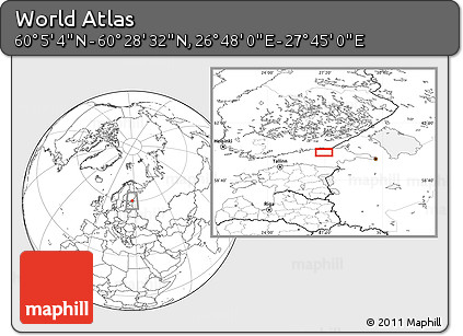 Blank Location Map of the Area around 60° 16' 48" N, 27° 16' 29" E