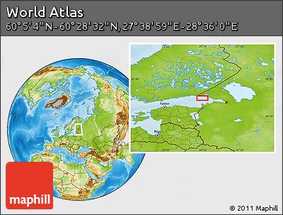 Physical Location Map of the Area around 60° 16' 48" N, 28° 7' 30" E