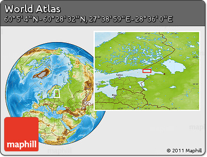 Physical Location Map of the Area around 60° 16' 48" N, 28° 7' 30" E