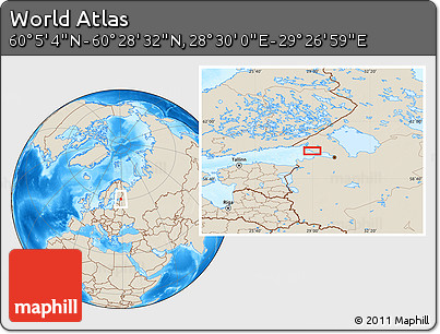 Shaded Relief Location Map of the Area around 60° 16' 48" N, 28° 58' 30" E