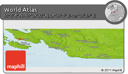 Physical Panoramic Map of the Area around 60° 16' 48" N, 28° 58' 30" E