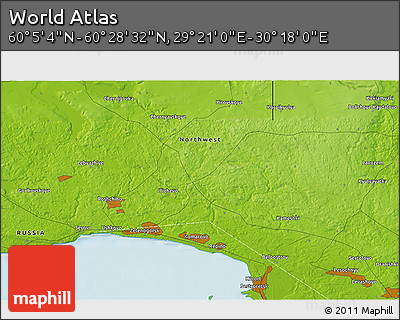Physical 3D Map of the Area around 60° 16' 48" N, 29° 49' 30" E