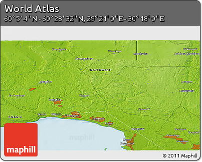Physical 3D Map of the Area around 60° 16' 48" N, 29° 49' 30" E