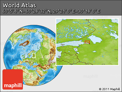Physical Location Map of the Area around 60° 16' 48" N, 29° 49' 30" E