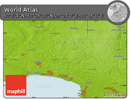 Physical Map of the Area around 60° 16' 48" N, 29° 49' 30" E