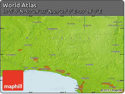 Physical Map of the Area around 60° 16' 48" N, 29° 49' 30" E