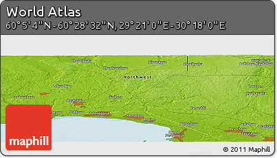Physical Panoramic Map of the Area around 60° 16' 48" N, 29° 49' 30" E