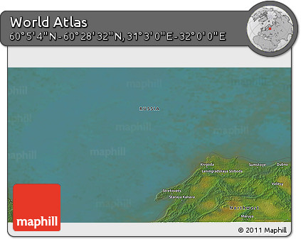 Satellite 3D Map of the Area around 60° 16' 48" N, 31° 31' 29" E