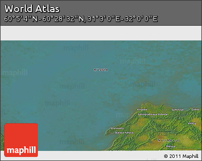 Satellite 3D Map of the Area around 60° 16' 48" N, 31° 31' 29" E