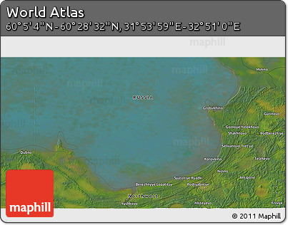 Satellite 3D Map of the Area around 60° 16' 48" N, 32° 22' 30" E