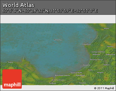 Satellite 3D Map of the Area around 60° 16' 48" N, 32° 22' 30" E