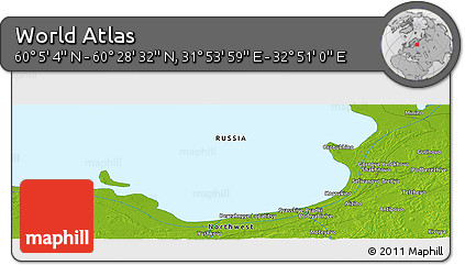 Physical Panoramic Map of the Area around 60° 16' 48" N, 32° 22' 30" E