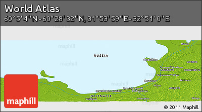 Physical Panoramic Map of the Area around 60° 16' 48" N, 32° 22' 30" E