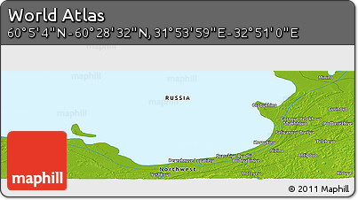 Physical Panoramic Map of the Area around 60° 16' 48" N, 32° 22' 30" E