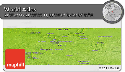Physical Panoramic Map of the Area around 60° 16' 48" N, 34° 4' 30" E