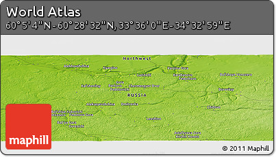 Physical Panoramic Map of the Area around 60° 16' 48" N, 34° 4' 30" E