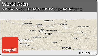 Shaded Relief Panoramic Map of the Area around 60° 16' 48" N, 34° 4' 30" E