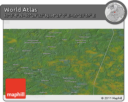 Satellite 3D Map of the Area around 60° 16' 48" N, 34° 55' 29" E