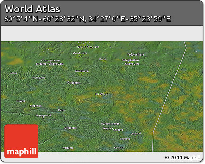 Satellite 3D Map of the Area around 60° 16' 48" N, 34° 55' 29" E