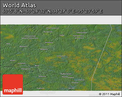 Satellite 3D Map of the Area around 60° 16' 48" N, 34° 55' 29" E