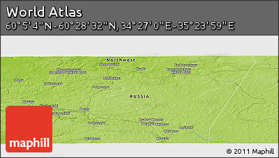 Physical Panoramic Map of the Area around 60° 16' 48" N, 34° 55' 29" E