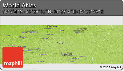 Physical Panoramic Map of the Area around 60° 16' 48" N, 34° 55' 29" E