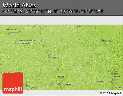 Physical 3D Map of the Area around 60° 16' 48" N, 35° 46' 29" E